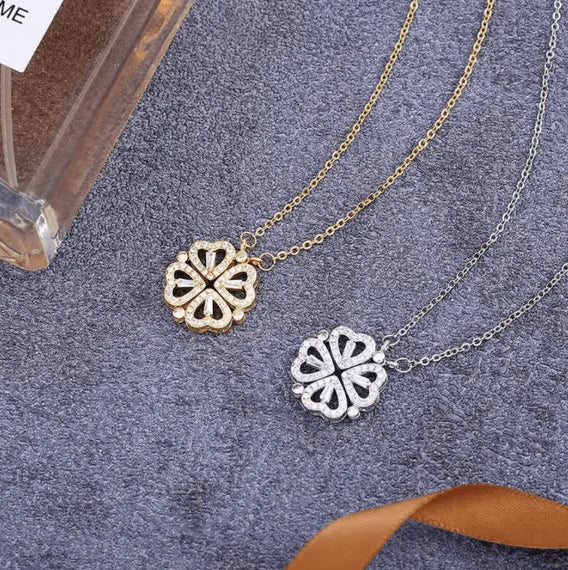 Darzeen™ Four-Leaf Clover Heart Pendant Necklace | قلادة قلب البرسيم رباعي الأوراق
