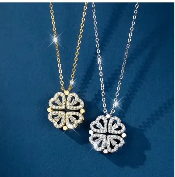Darzeen™ Four-Leaf Clover Heart Pendant Necklace | قلادة قلب البرسيم رباعي الأوراق