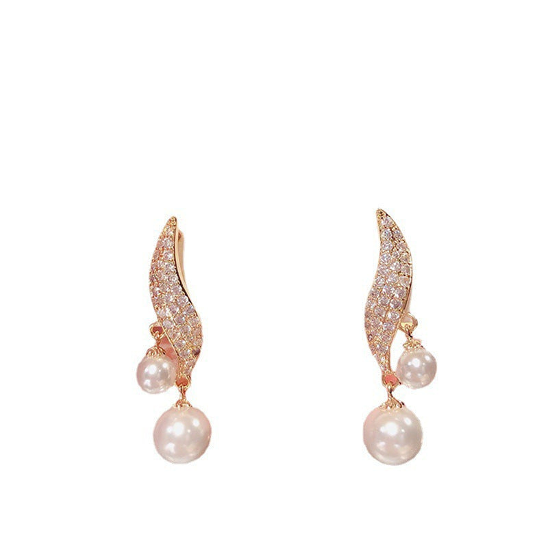 Darzeenᵀᴹ Pearl Drop Rhinestone Earrings | أقراط لؤلؤ متدلية مرصعة