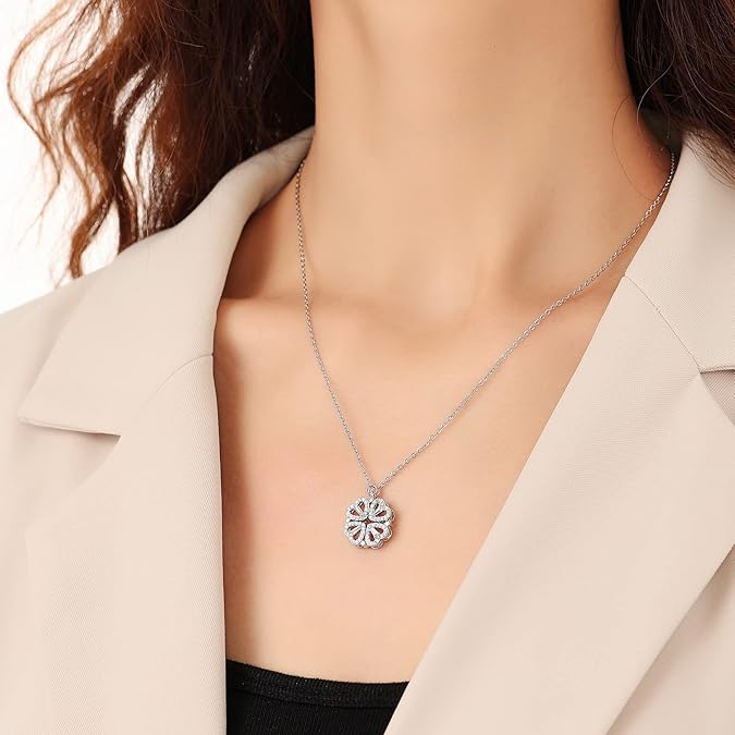 Darzeen™ Four-Leaf Clover Heart Pendant Necklace | قلادة قلب البرسيم رباعي الأوراق