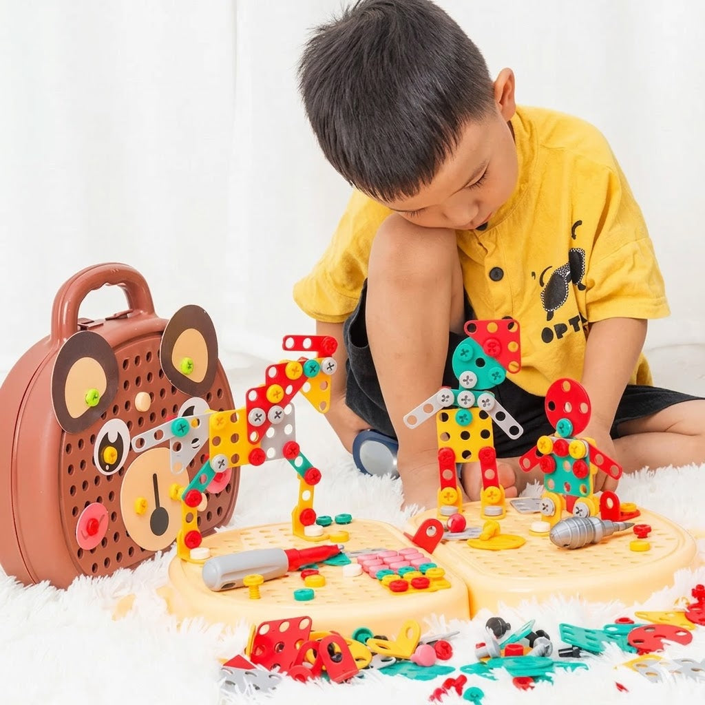 Darzeen™ Kids STEM Drill & Build Tool Set – Creative Construction Toy | مجموعة مثقاب وبناء تعليمية للأطفال – لعبة تركيب إبداعية